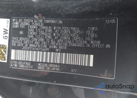 2006 Toyota Highlander V6 z USA, uszkodzony, nr VIN JTEEP21A160156699